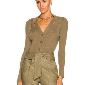 Jonathan Simkhai Claire Cardigan, Color: Moss, Size: XS